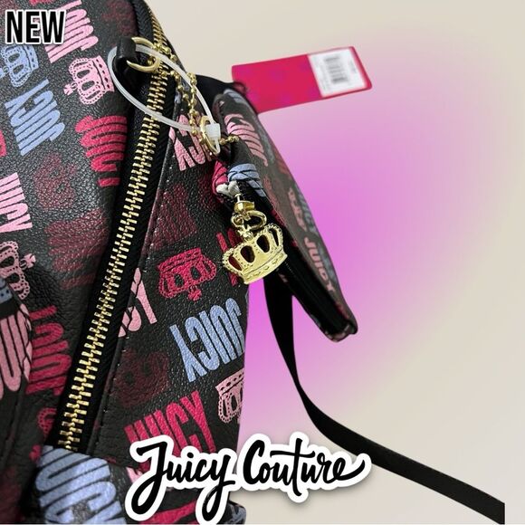 New NWT Juicy Couture Logo design Royal Sports Backpack Book bag with coin pouch main image 6